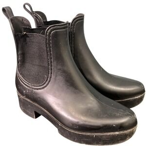 Jeffrey Campbell Chelsea Rain Ankle Boots Womens 6 Black Waterproof Platform